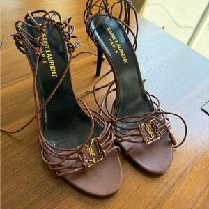 Saint Laurent Chocolate Strappy Heels